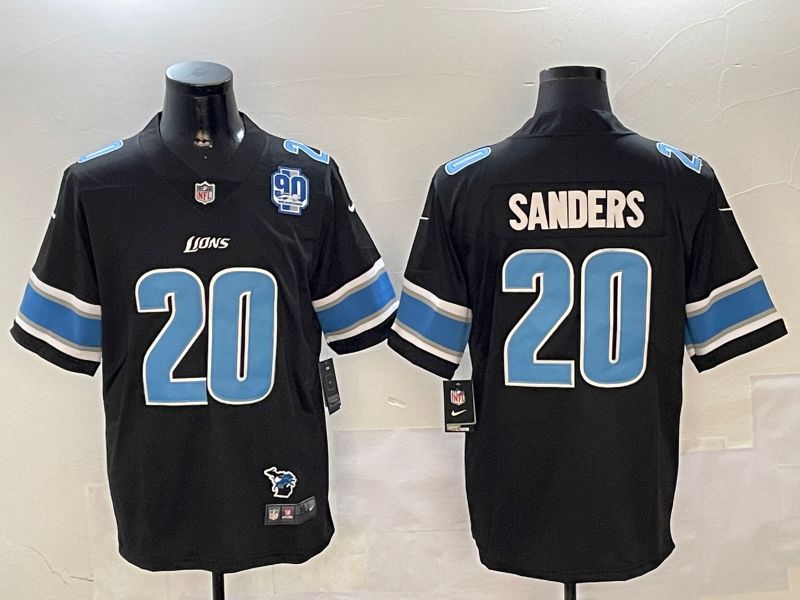 Men Detroit Lions #20 Sanders Black Second generation 2024 Nike Limited NFL Jersey style 4
